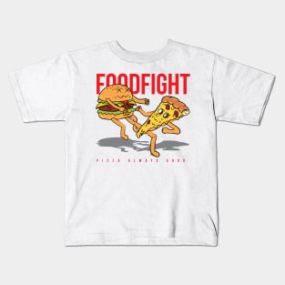 Pizza vs burger fight design Kids T-Shirt